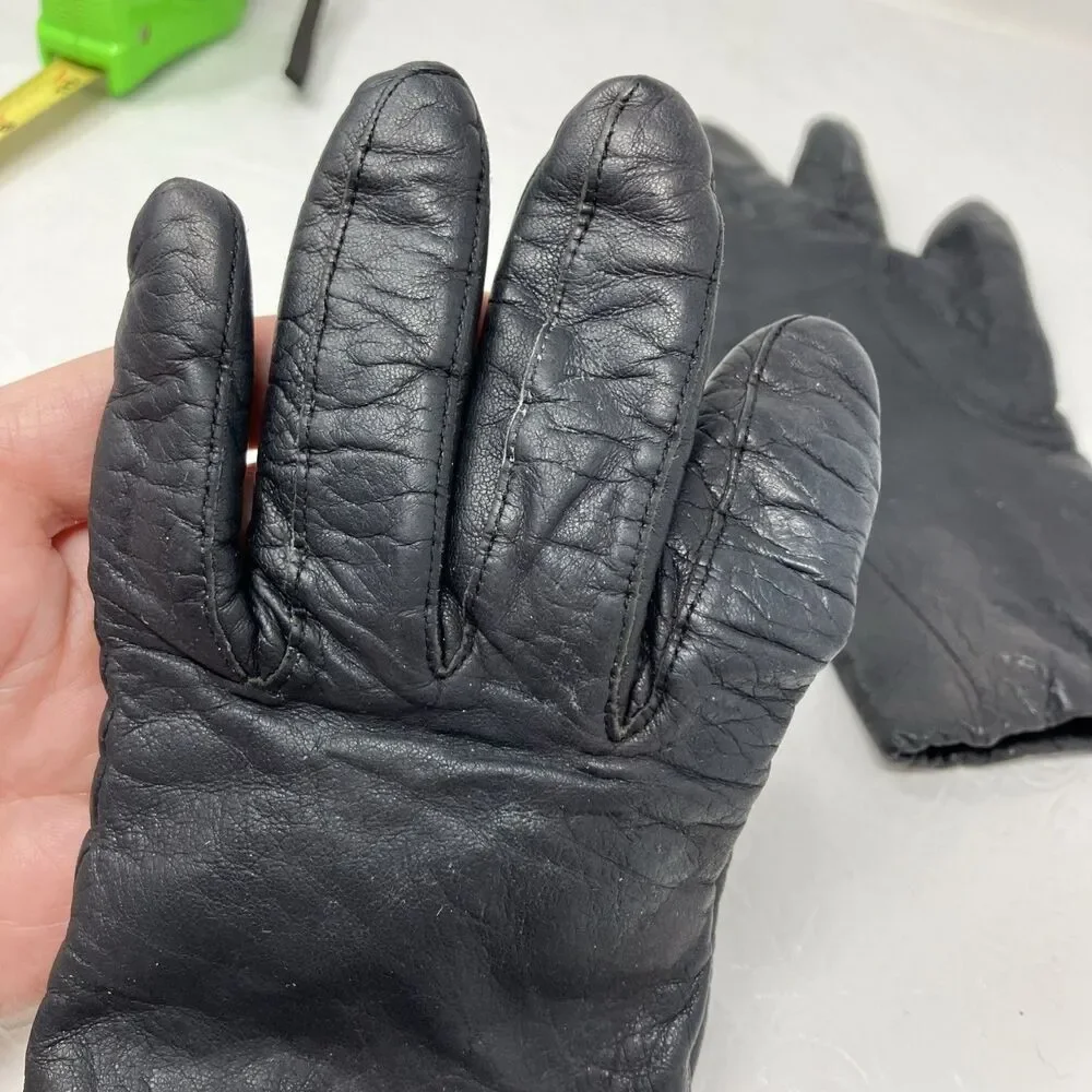 Soft Black Leather Gloves CASHMERE lined Women’s Sz 7 Vintage Philippines
